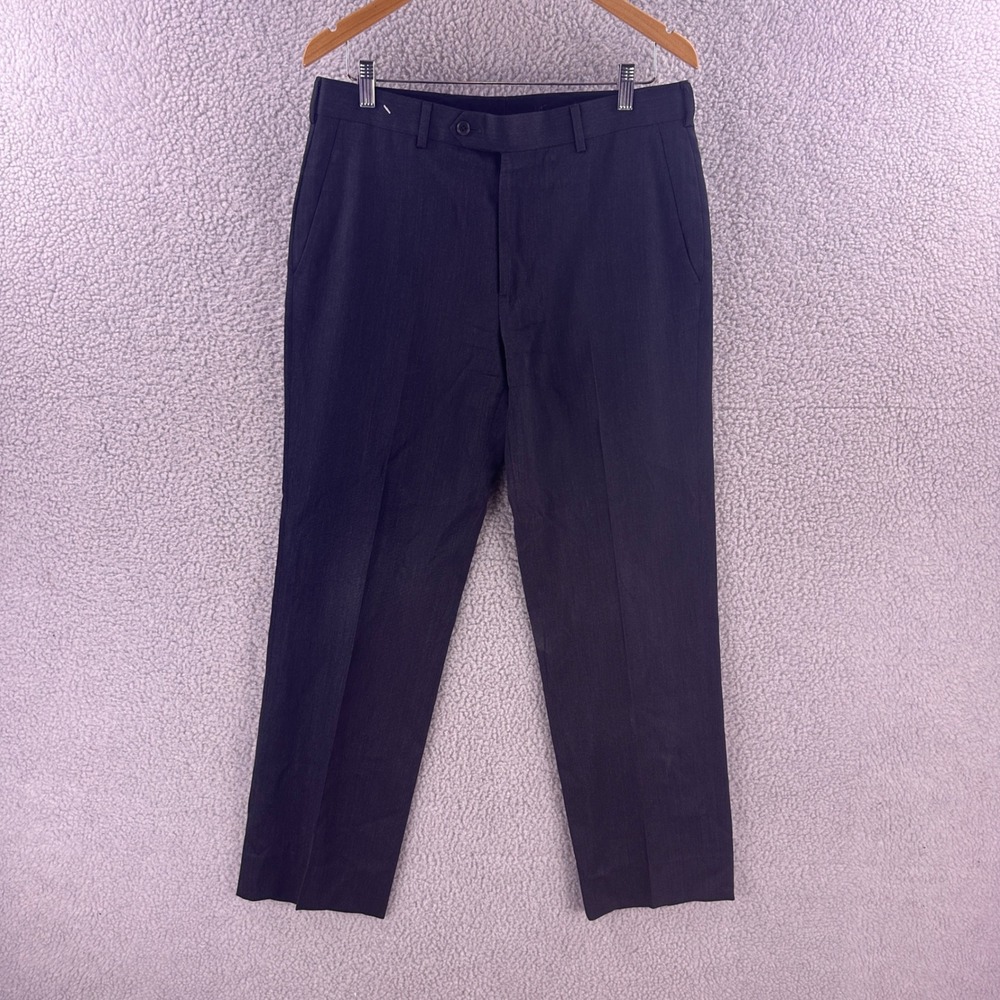 Brooks Brothers Regent Dress Pants Mens 34x32 Navy Blue Wool Flat Front Trousers